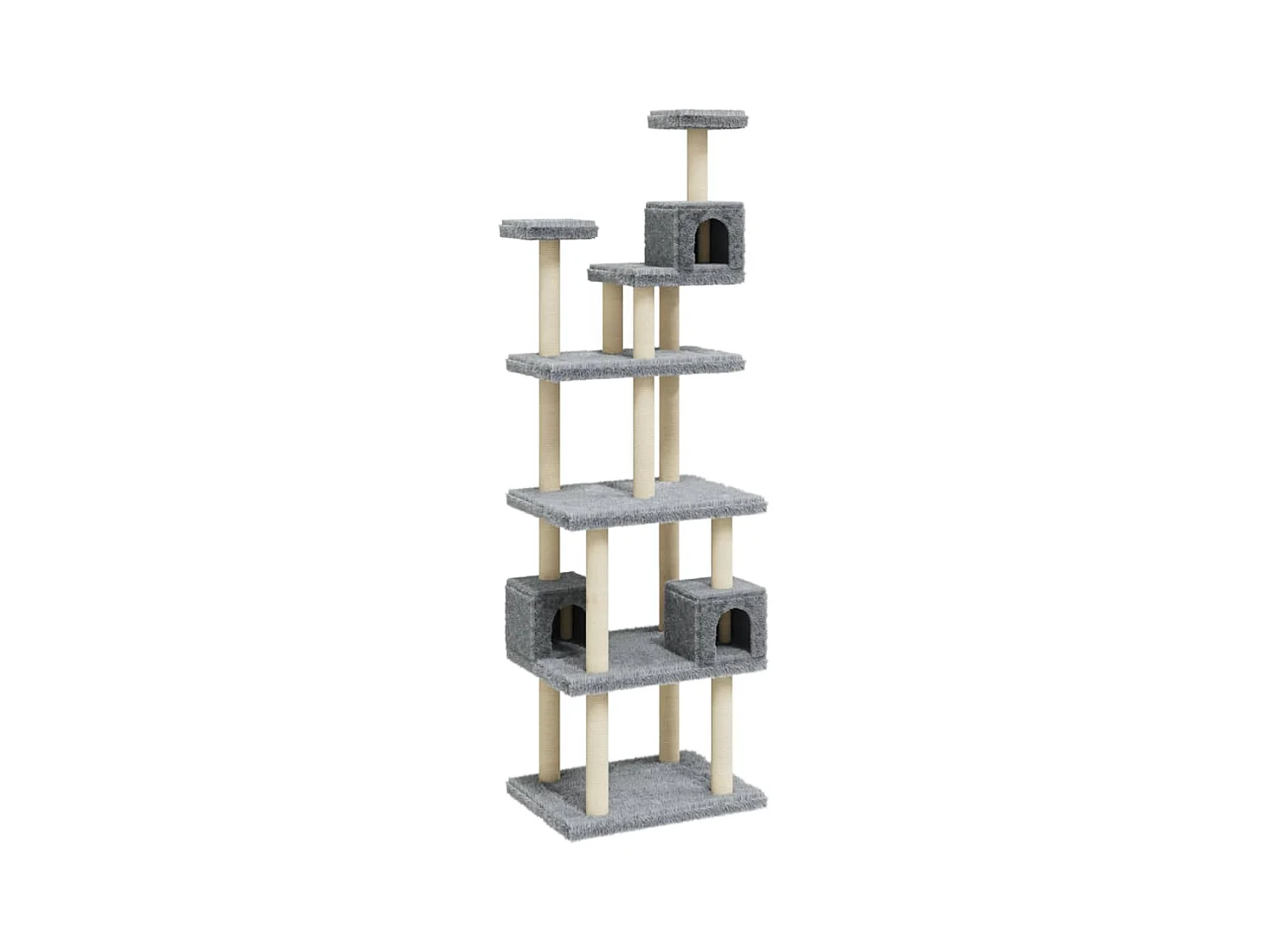 Cerindra  Rascador para gatos con postes de sisal gris claro 188 cm