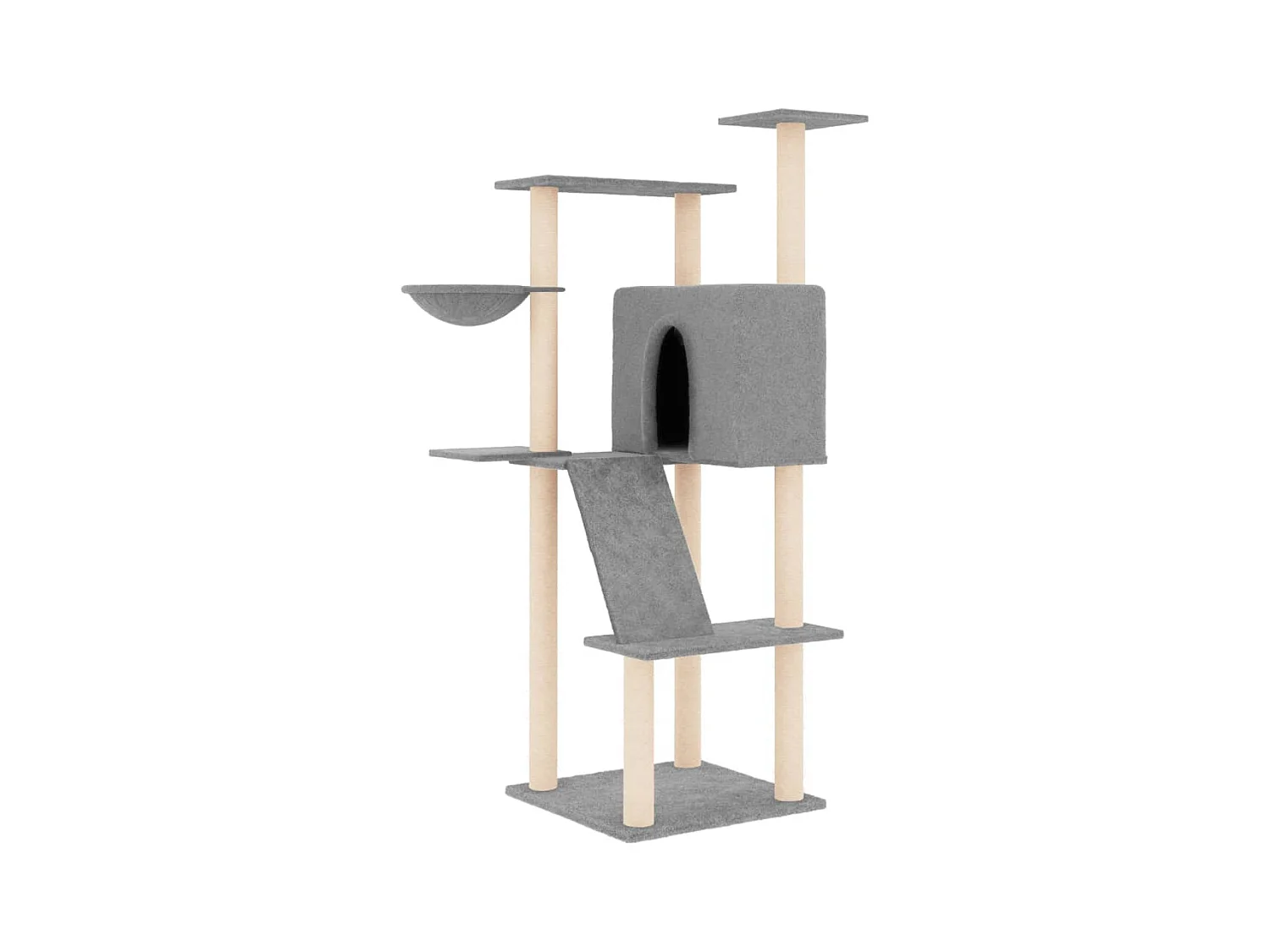 Nyfja  Arbre à chat avec griffoirs en sisal gris clair 143 cm