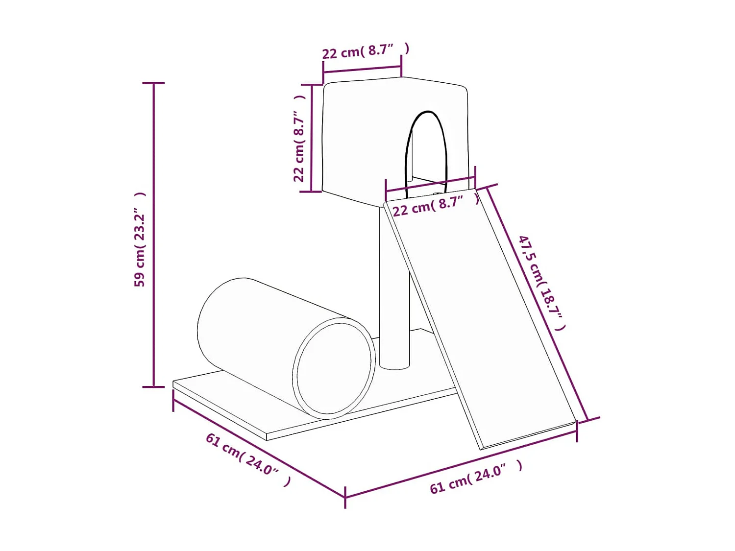 Patrick-Paul  Arbre à chat avec griffoir en sisal Gris foncé 59 cm
