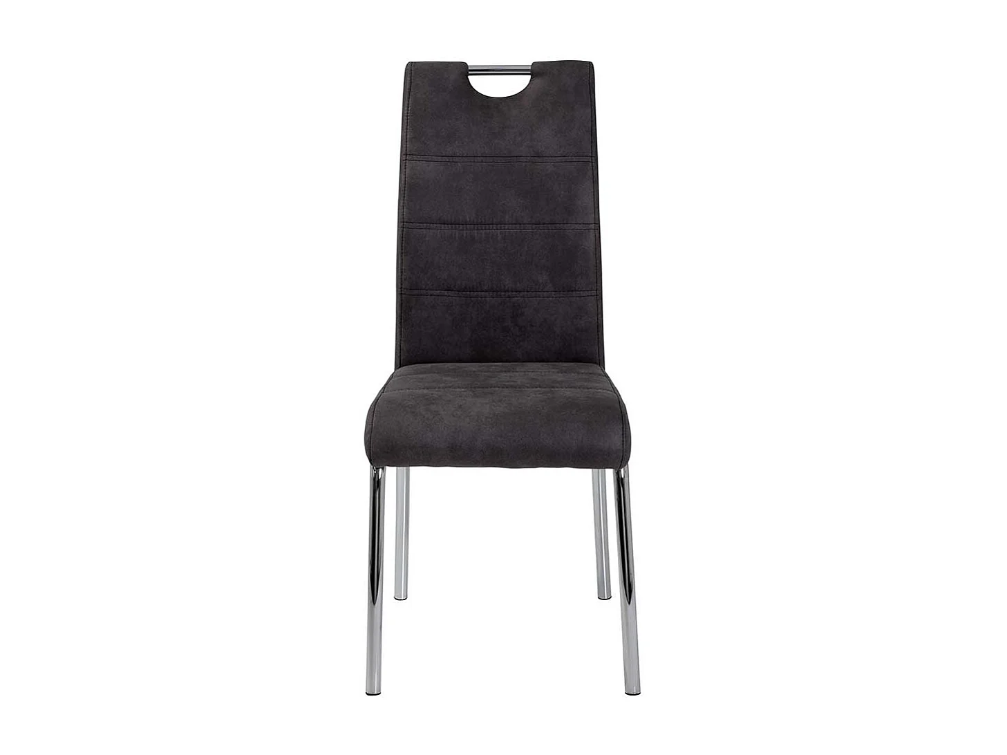 Hochlehner in Anthrazit Microfaser verchromtem Metallgestell (Set)