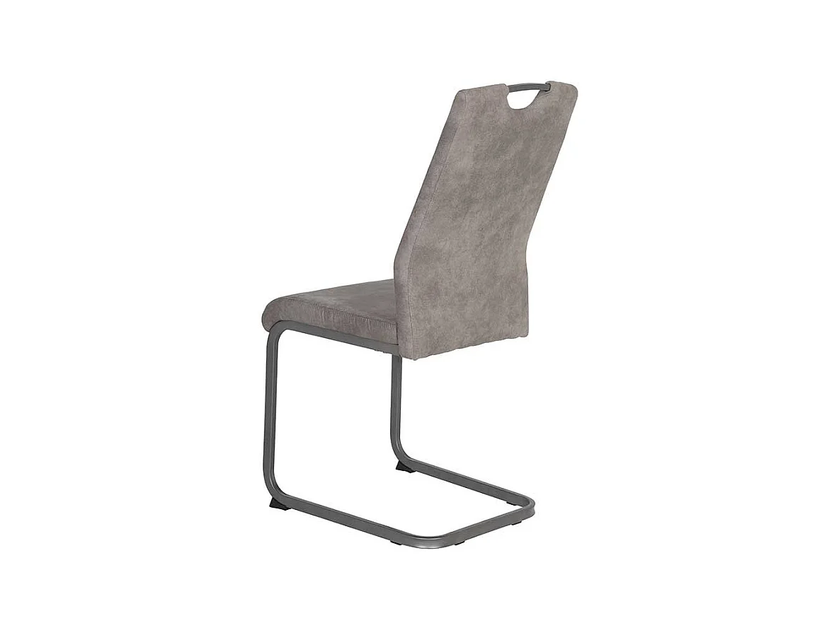 Küchenstuhle in Grau Microfaser Metallgestell (Set)