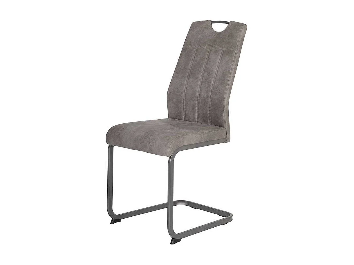 Küchenstuhle in Grau Microfaser Metallgestell (Set)
