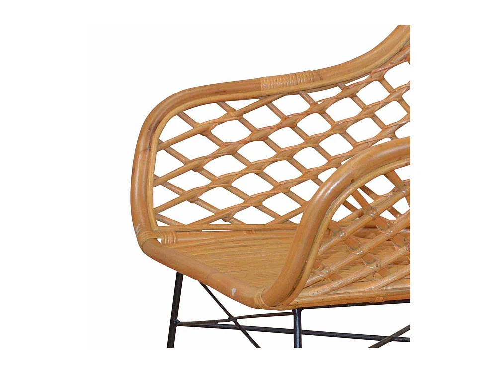 Esszimmerstuhl in Beige Rattan mit Armlehnen