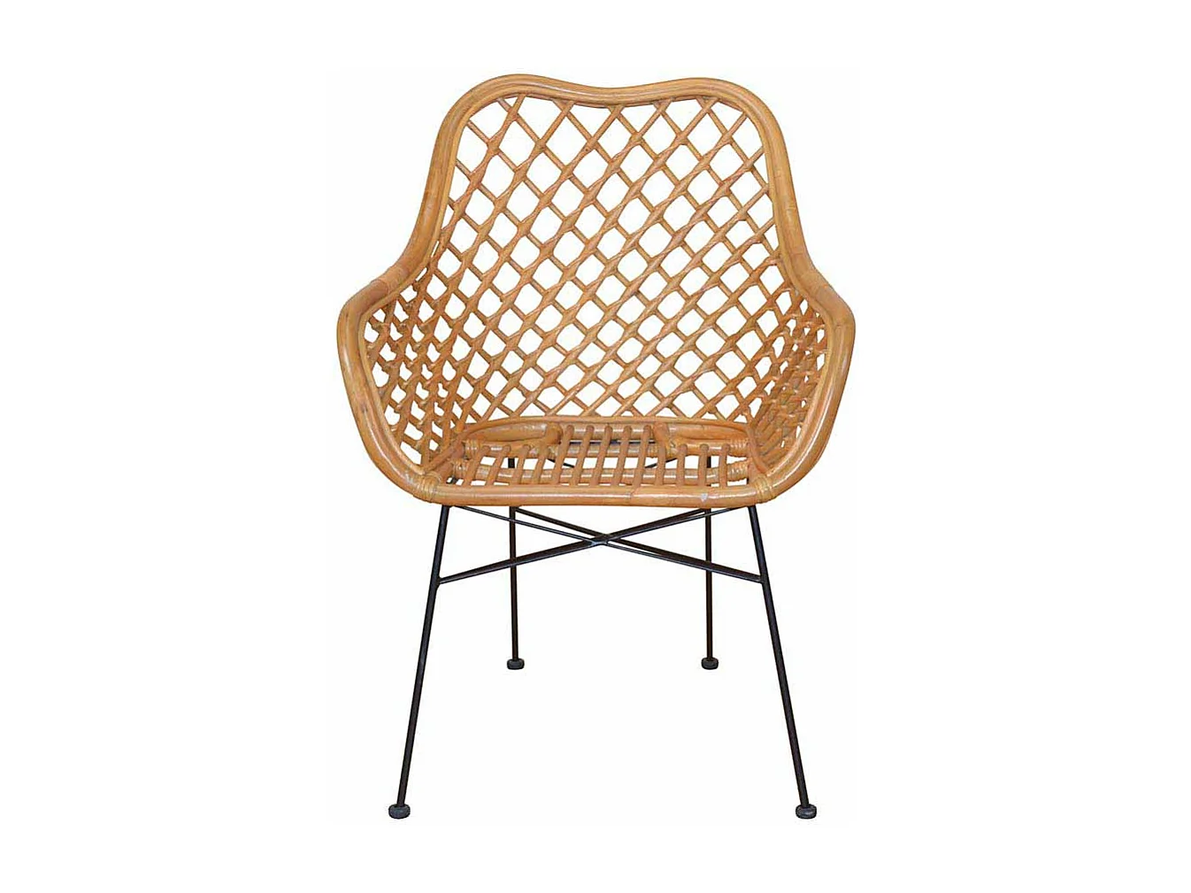 Esszimmerstuhl in Beige Rattan mit Armlehnen