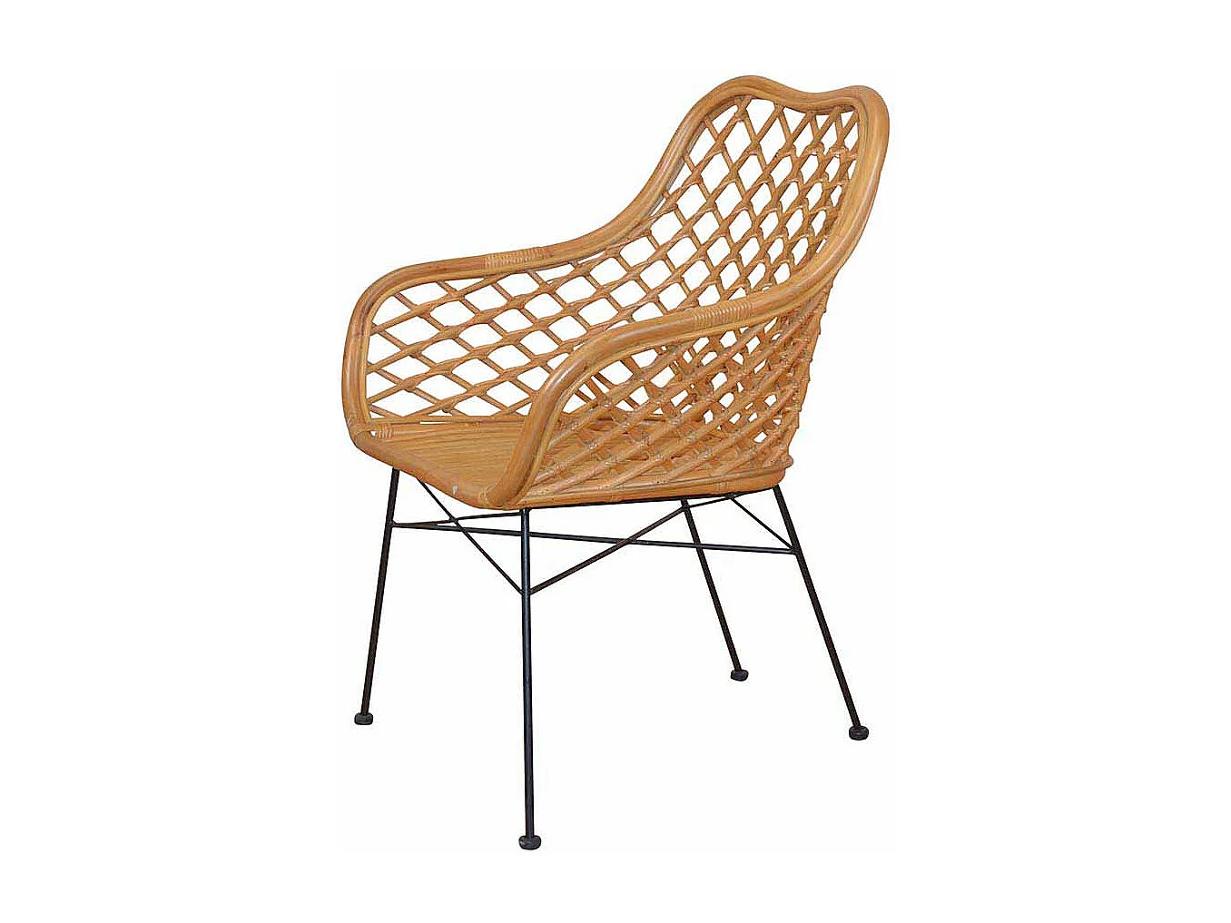 Esszimmerstuhl in Beige Rattan mit Armlehnen