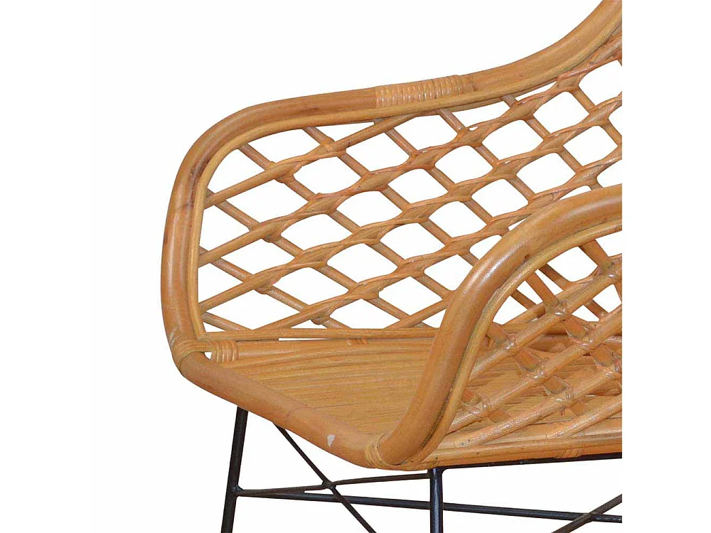 Esszimmerstuhl in Beige Rattan mit Armlehnen