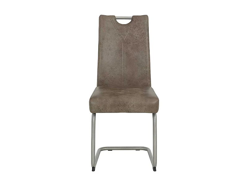 Freischwinger Stühle in Schlamm und Silberfarben Microfaser und Metall (Set)