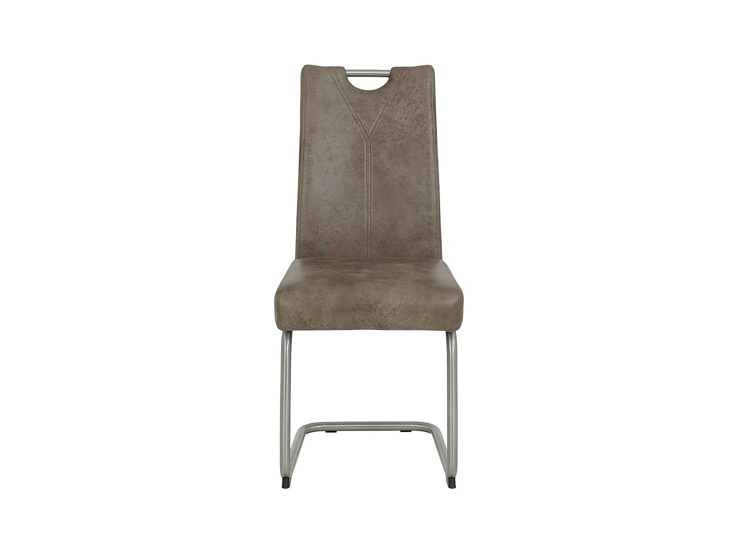 Freischwinger Stühle in Schlamm und Silberfarben Microfaser und Metall (Set)