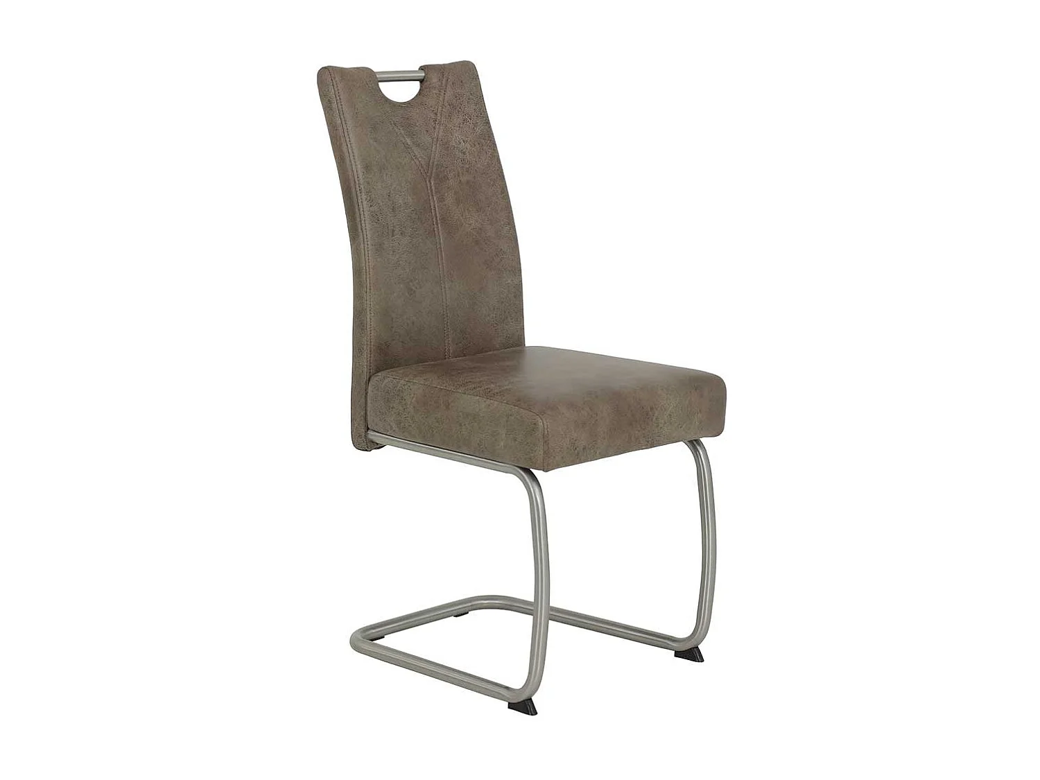Freischwinger Stühle in Schlamm und Silberfarben Microfaser und Metall (Set)