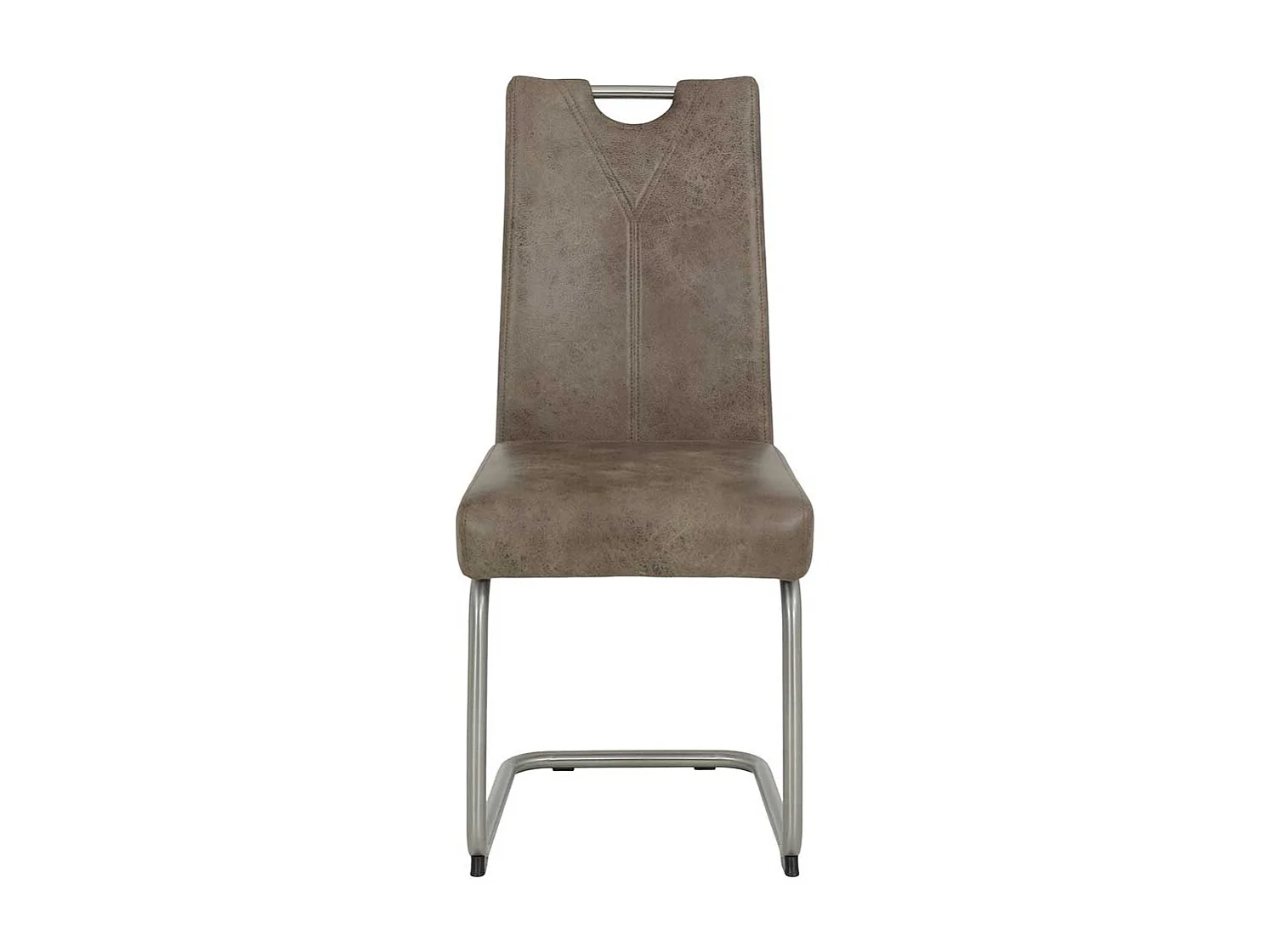 Freischwinger Stühle in Schlamm und Silberfarben Microfaser und Metall (Set)