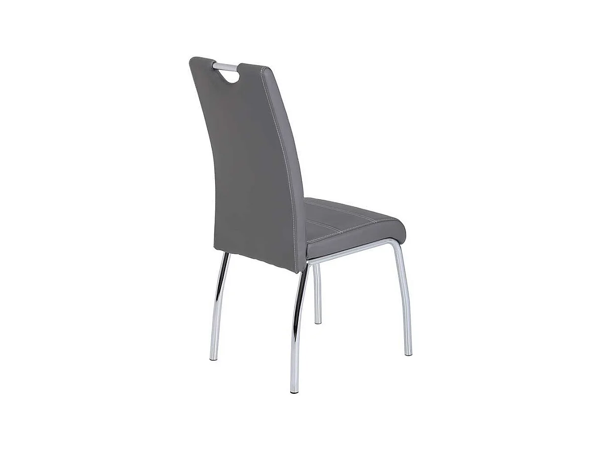 Esstisch Stühle in Grau Kunstleder verchromtem Metallgestell (Set)