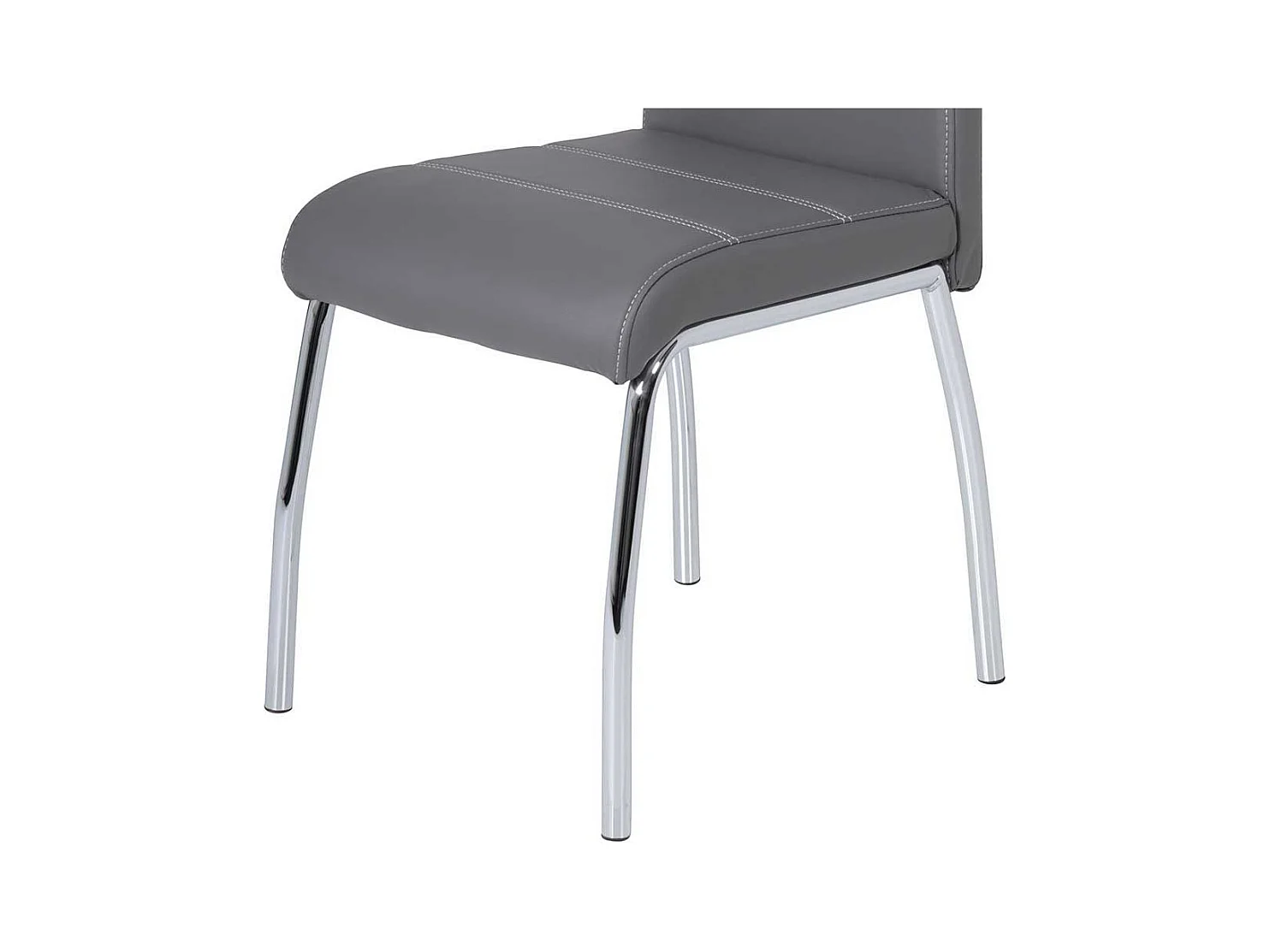 Esstisch Stühle in Grau Kunstleder verchromtem Metallgestell (Set)