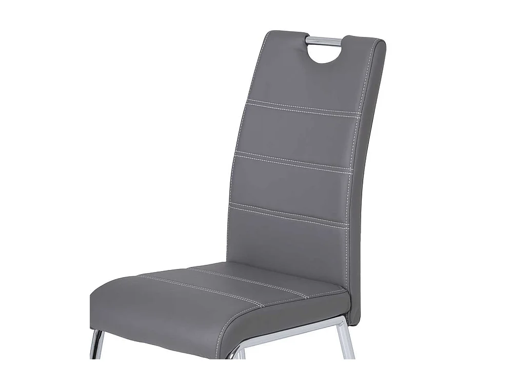 Esstisch Stühle in Grau Kunstleder verchromtem Metallgestell (Set)