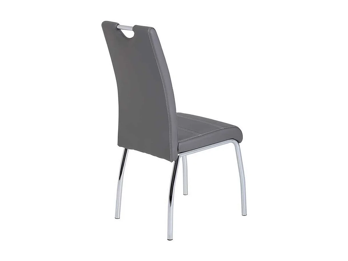 Esstisch Stühle in Grau Kunstleder verchromtem Metallgestell (Set)