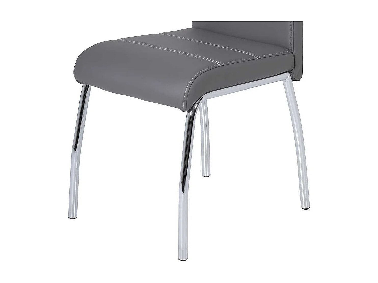 Esstisch Stühle in Grau Kunstleder verchromtem Metallgestell (Set)