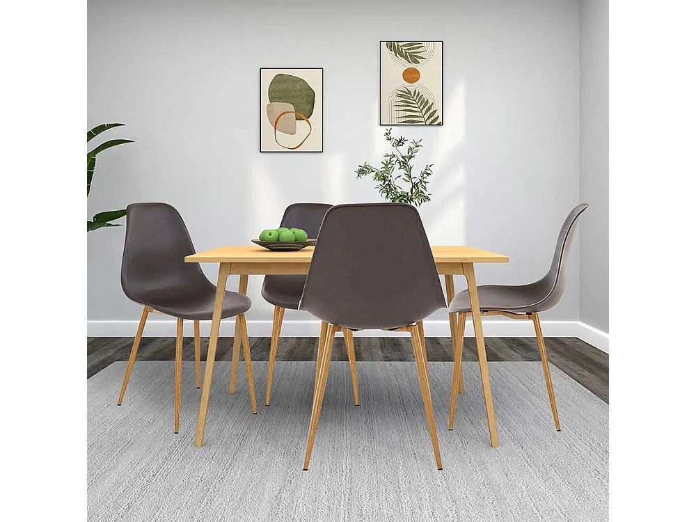 Esszimmer Polsterstühle in Anthrazit Kunststoff Metallgestell in Eichefarben (Set)