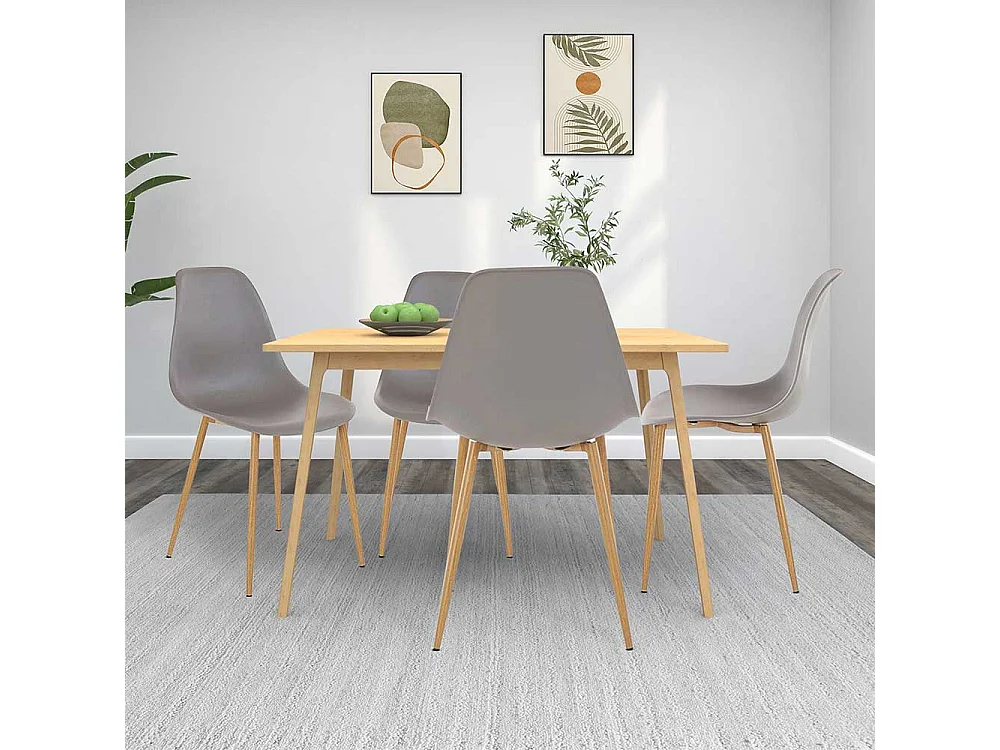 Schalen Esszimmerstühle in Hellgrau Kunststoff Metallgestell in Eichefarben (Set)