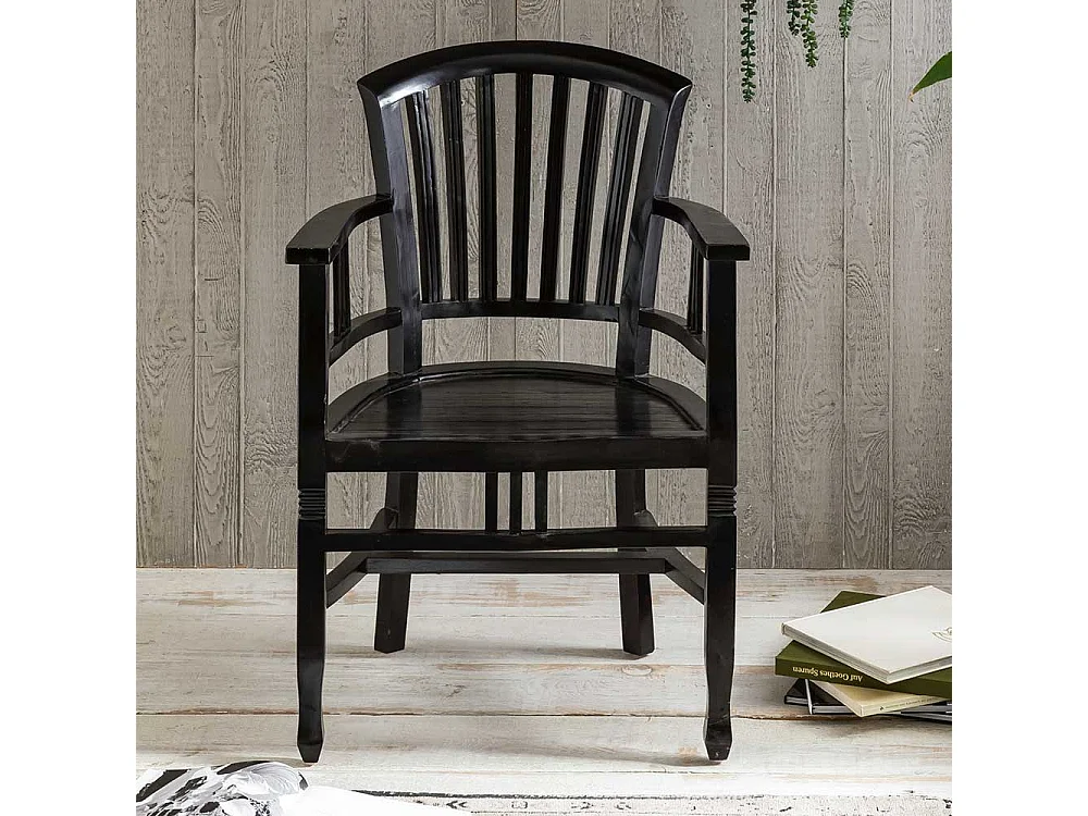 Kolonial Stuhl mit Armlehnen Akazie Massivholz