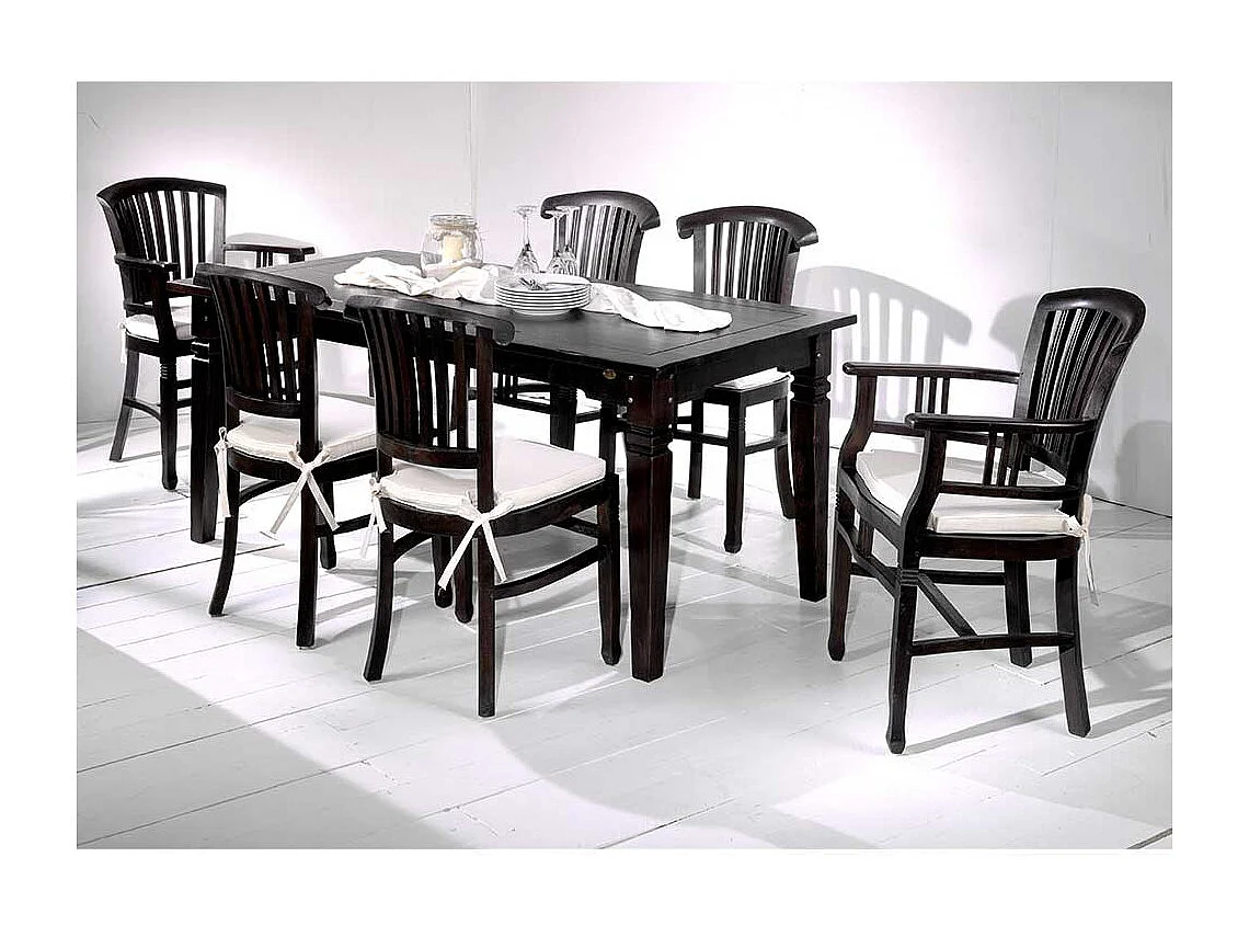 Kolonial Stuhl mit Armlehnen Akazie Massivholz