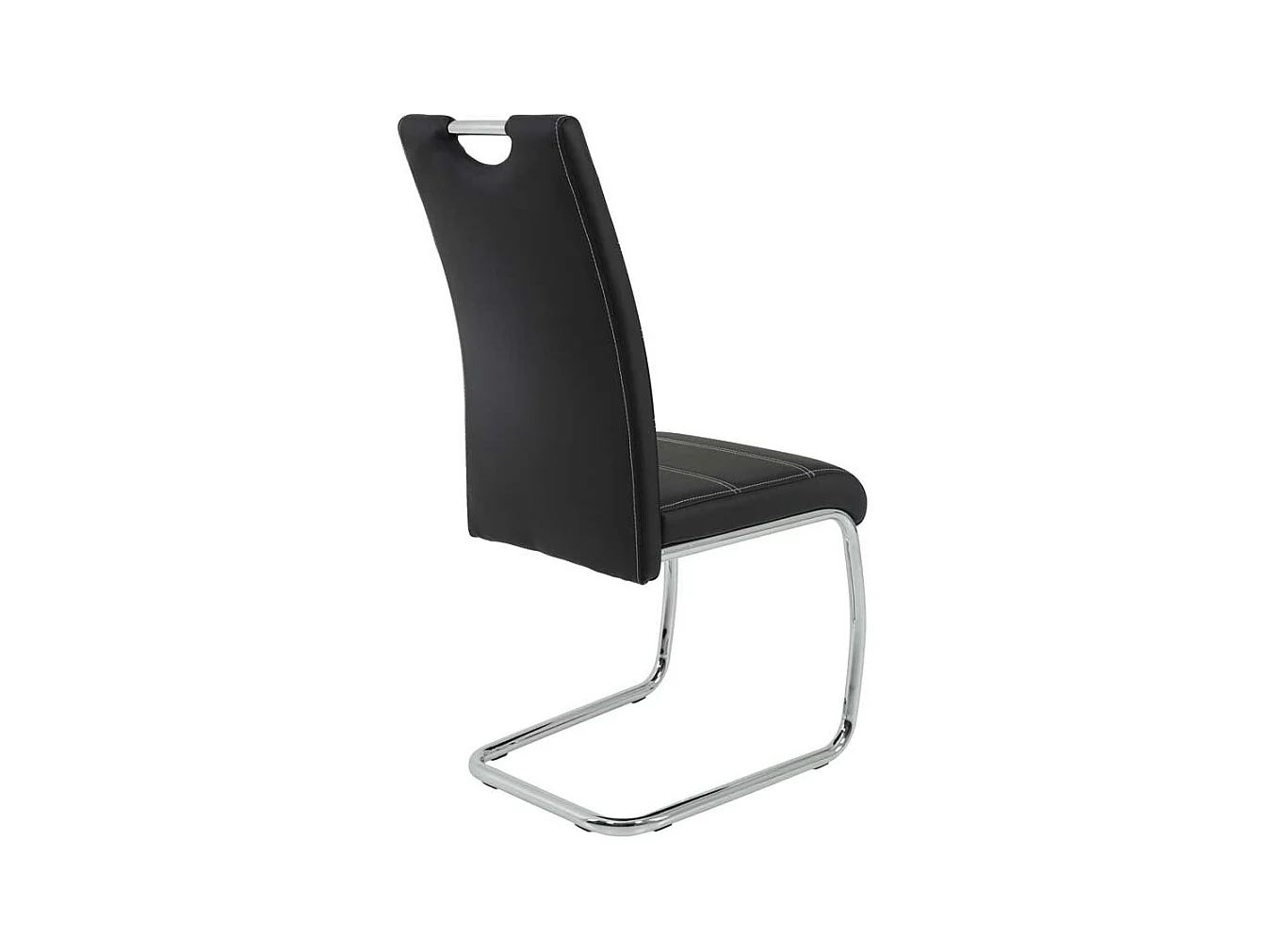 Freischwinger Set in Schwarz Kunstleder Metall (Set)