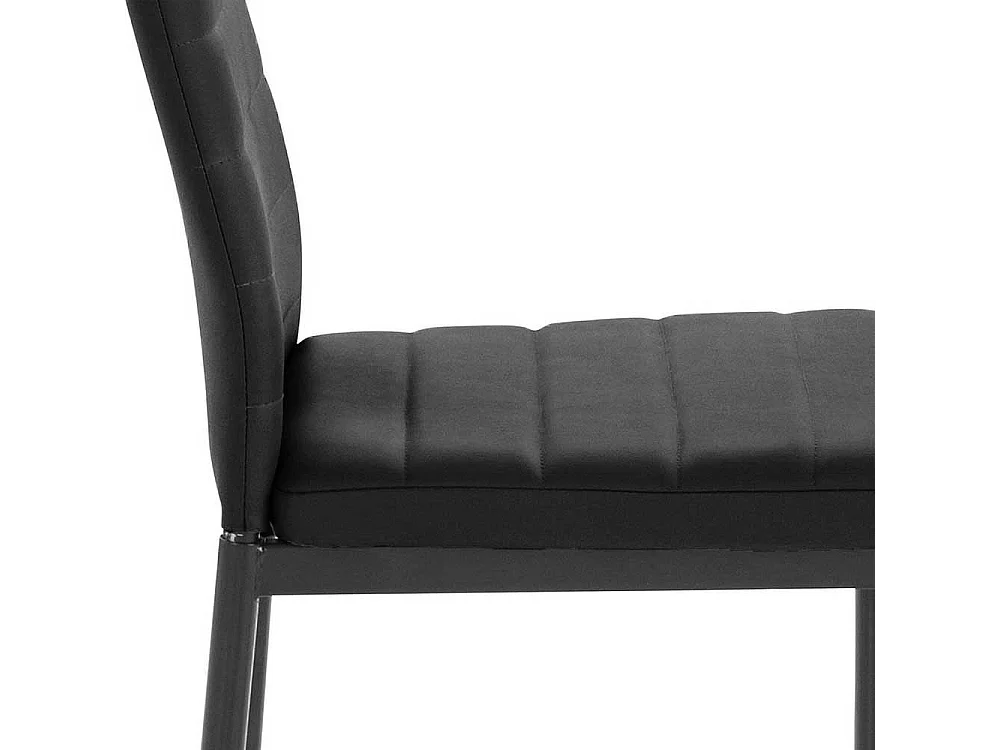 Polsterstühle in Schwarz Kunstleder und Metall (Set)