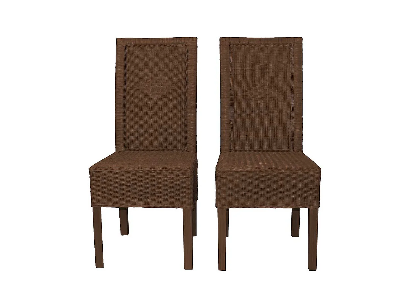 Esszimmerstuhl in Braun Rattan (2er Set)