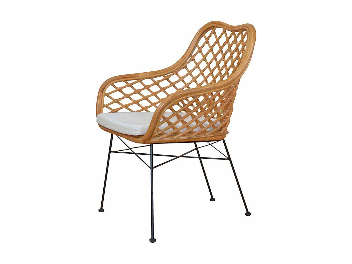 Esszimmerstuhl in Beige Rattan mit Armlehnen