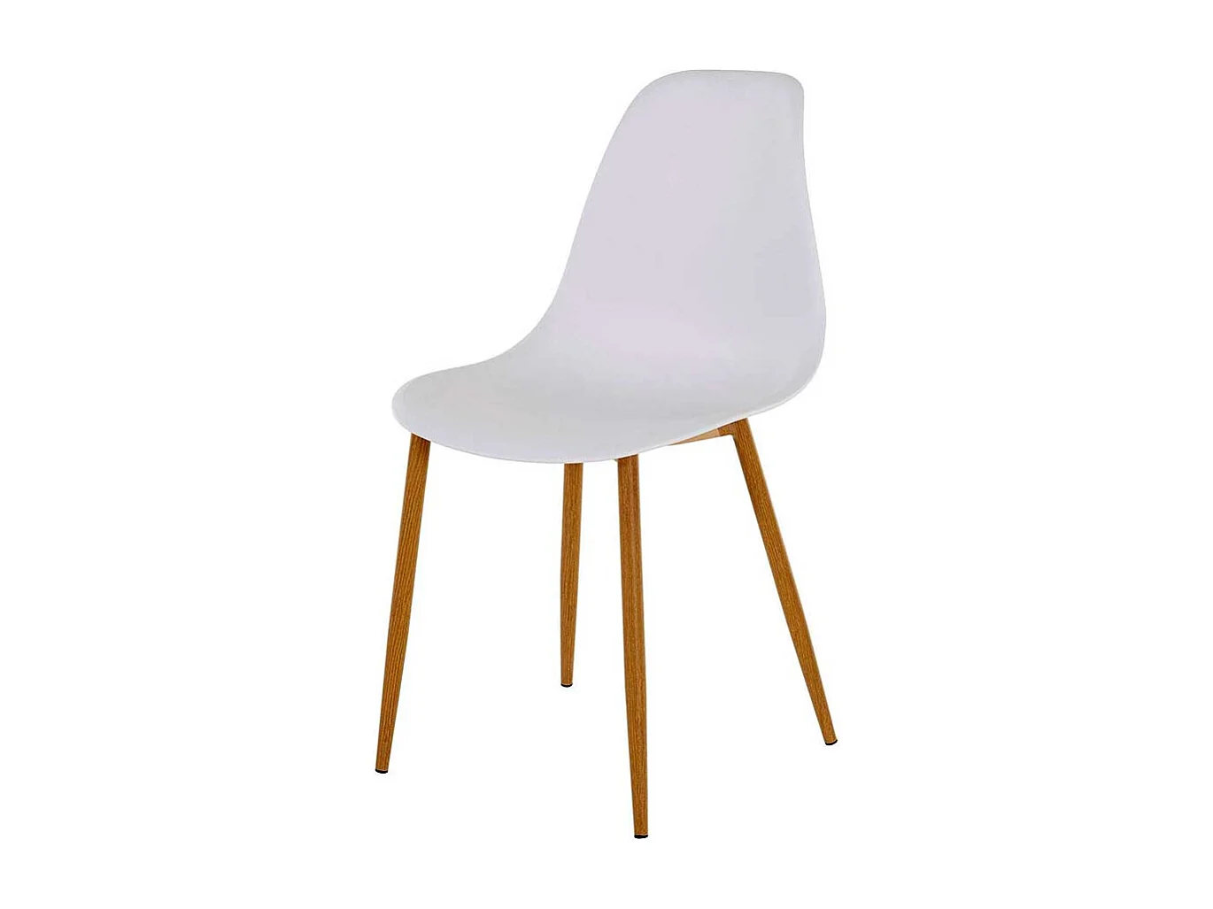 Esstisch Stühle in Weiß Kunststoff Metallgestell in Eichefarben (Set)