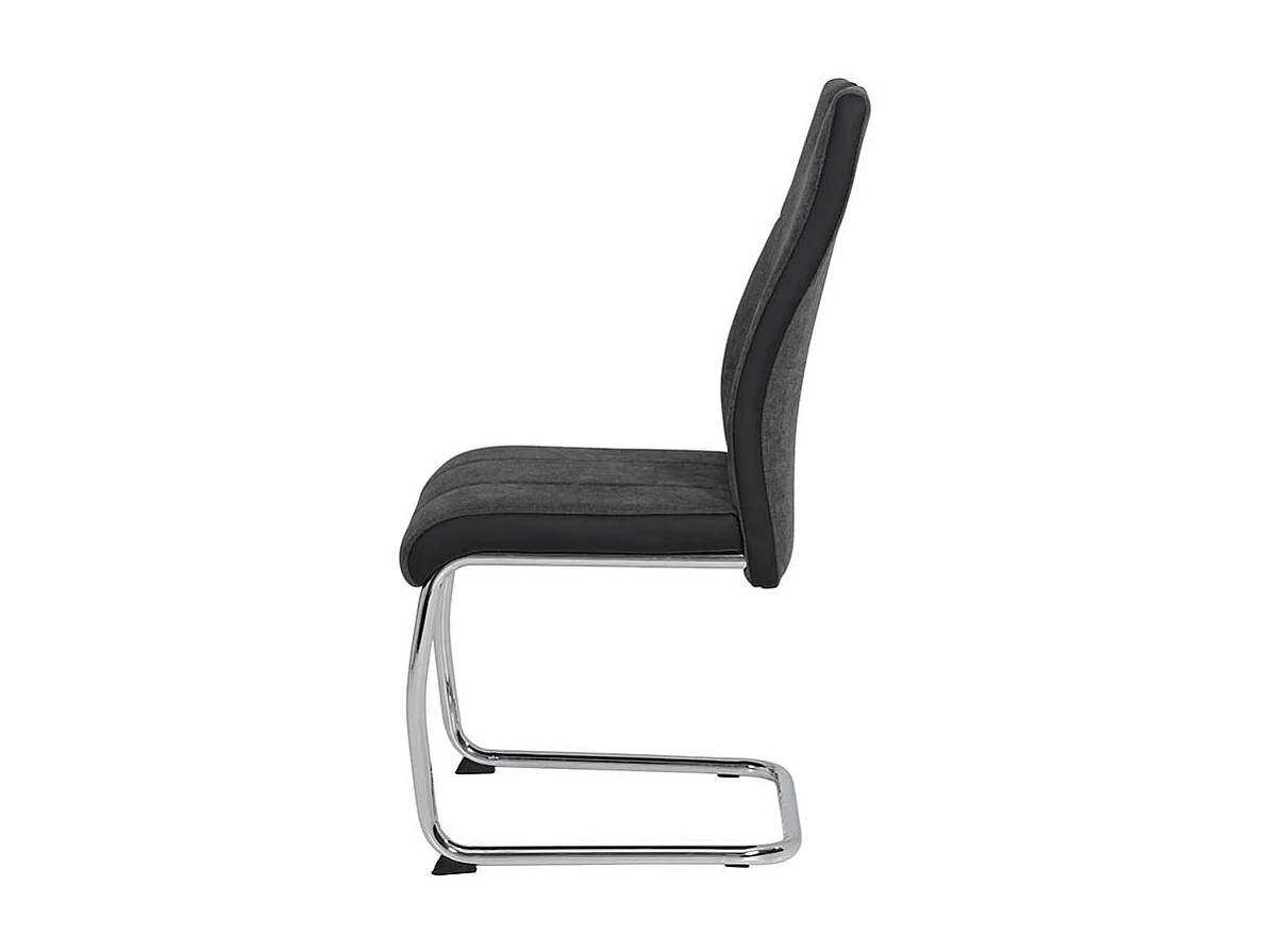 Webstoff Freischwinger in Anthrazit verchromtem Metallgestell (Set)