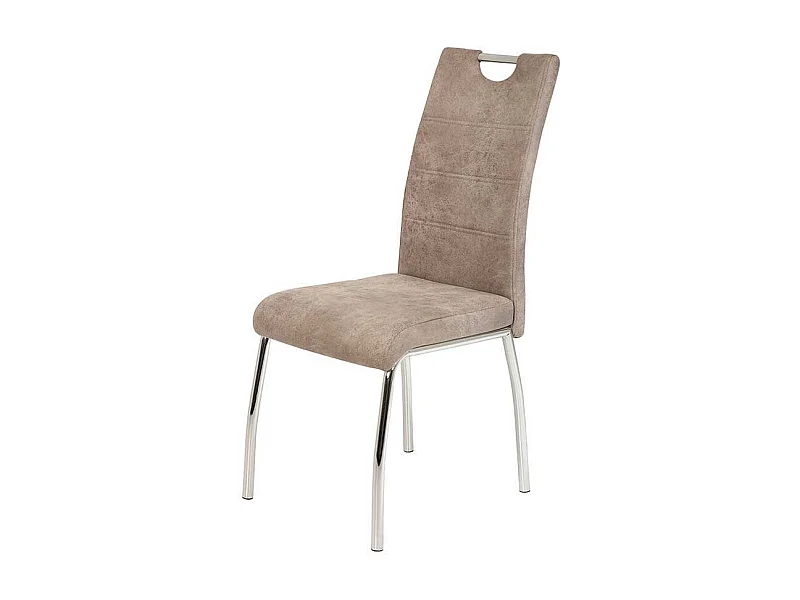 Hochlehner in Beige Microfaser verchromtem Metallgestell (Set)