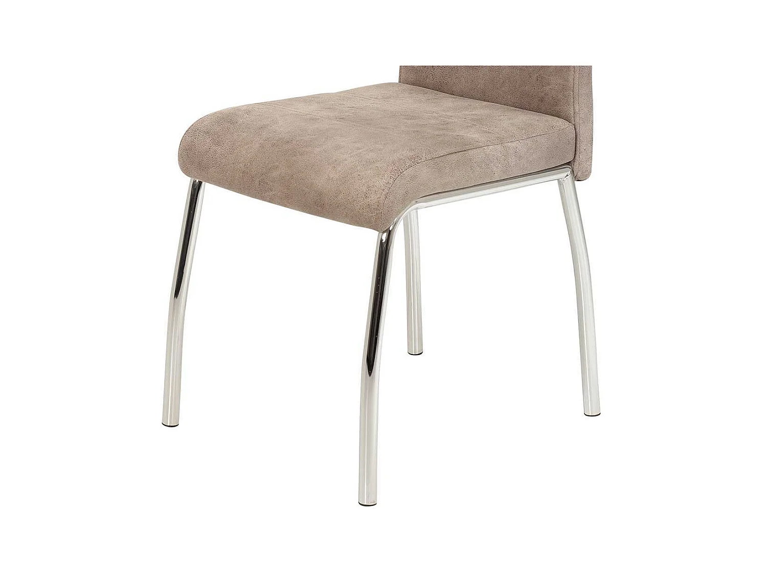 Hochlehner in Beige Microfaser verchromtem Metallgestell (Set)