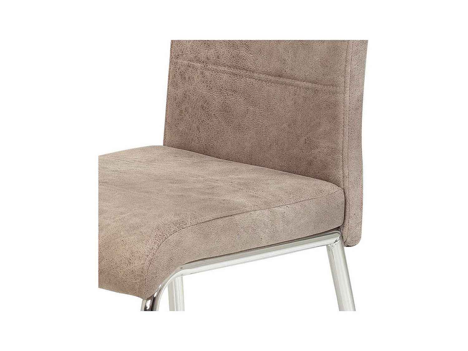 Hochlehner in Beige Microfaser verchromtem Metallgestell (Set)