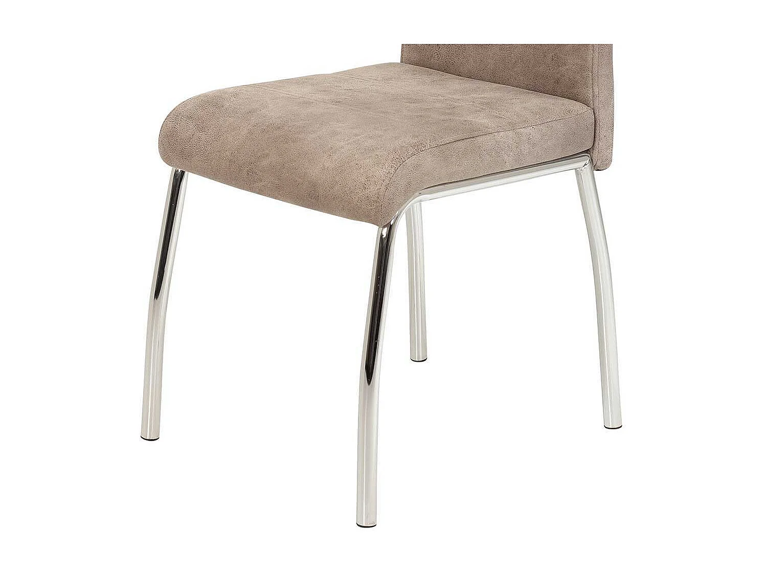 Hochlehner in Beige Microfaser verchromtem Metallgestell (Set)