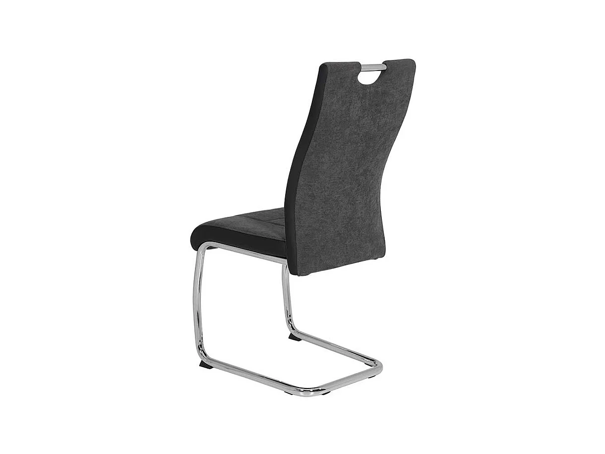 Webstoff Freischwinger in Anthrazit verchromtem Metallgestell (Set)