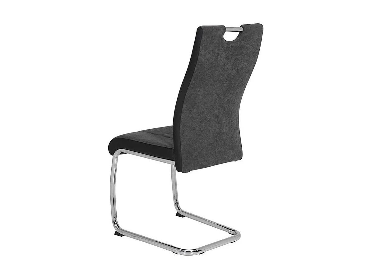 Webstoff Freischwinger in Anthrazit verchromtem Metallgestell (Set)