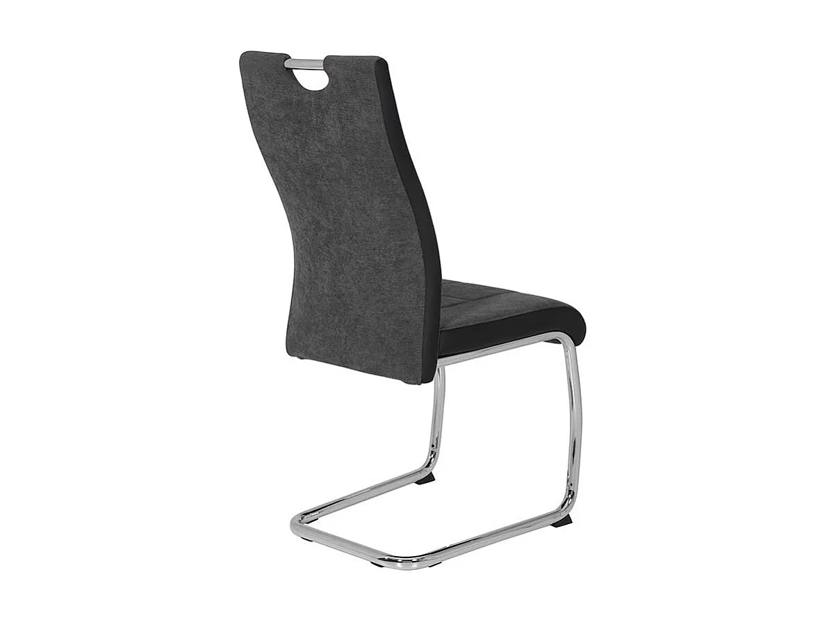 Webstoff Freischwinger in Anthrazit verchromtem Metallgestell (Set)