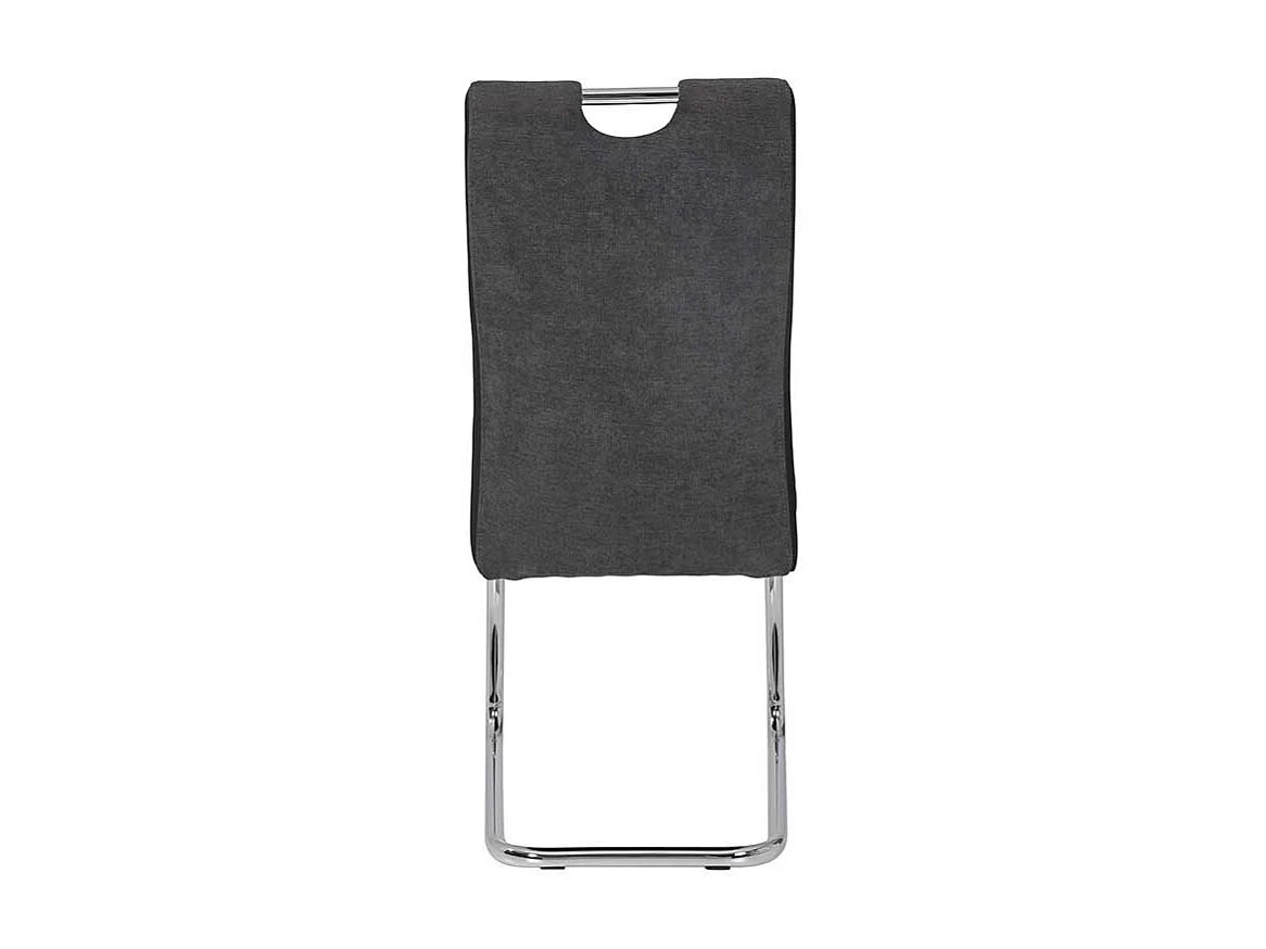 Webstoff Freischwinger in Anthrazit verchromtem Metallgestell (Set)