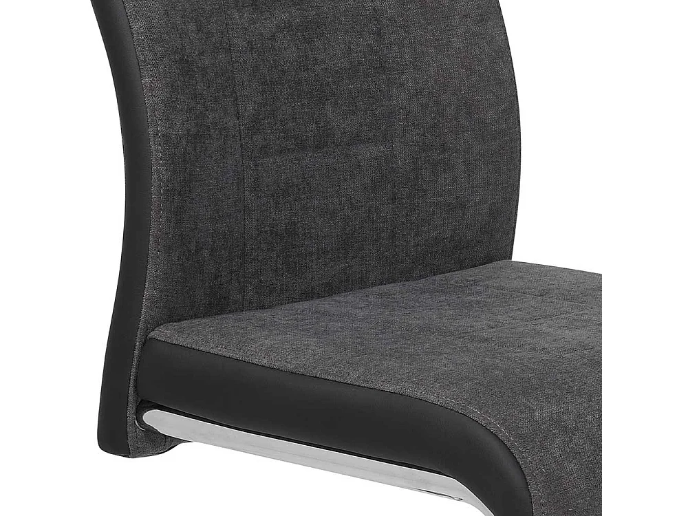 Webstoff Freischwinger in Anthrazit verchromtem Metallgestell (Set)