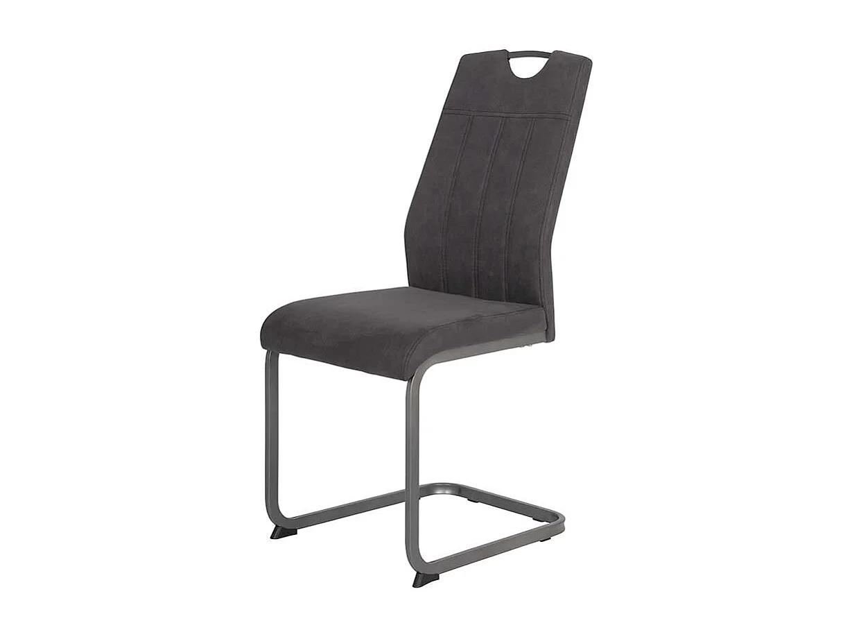 Freischwingersessel in Anthrazit Microfaser Metallgestell (Set)