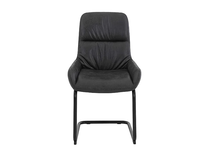 Freischwinger Stuhl in Anthrazit und Schwarz Microfaser (Set)