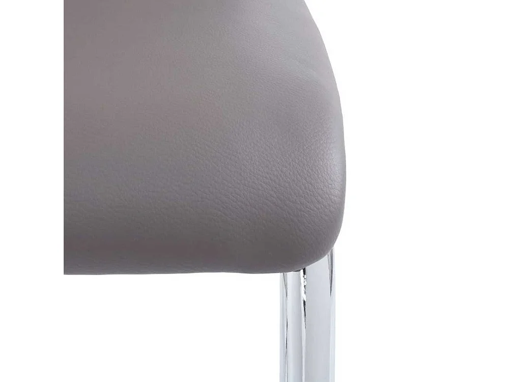 Esszimmer Freischwinger in Hellbraun Kunstleder verchromtem Metall (Set)