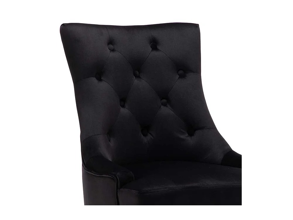 Esszimmer Stühle mit schwarzem Samtbezug Knopfsteppung (2er Set)