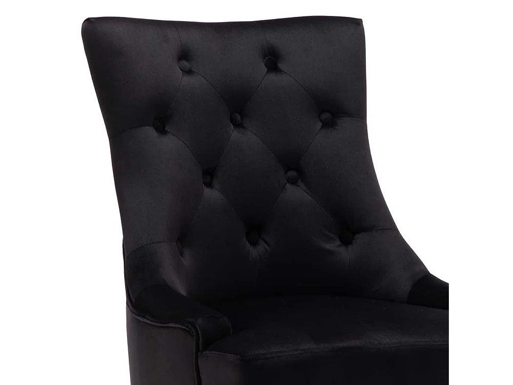 Esszimmer Stühle mit schwarzem Samtbezug Knopfsteppung (2er Set)