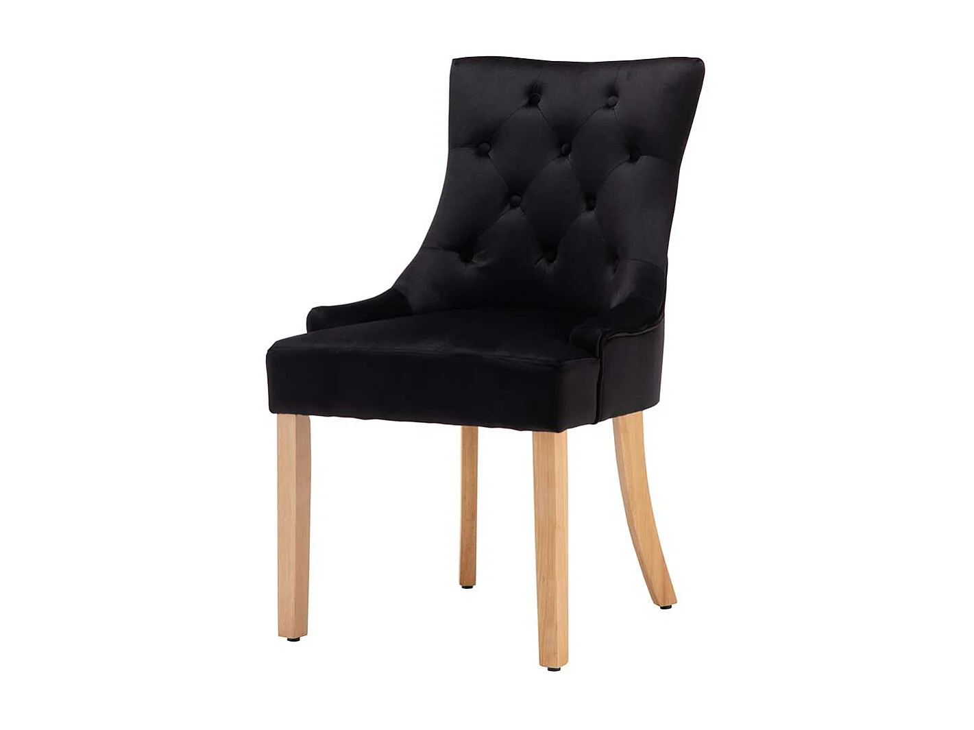 Esszimmer Stühle mit schwarzem Samtbezug Knopfsteppung (2er Set)