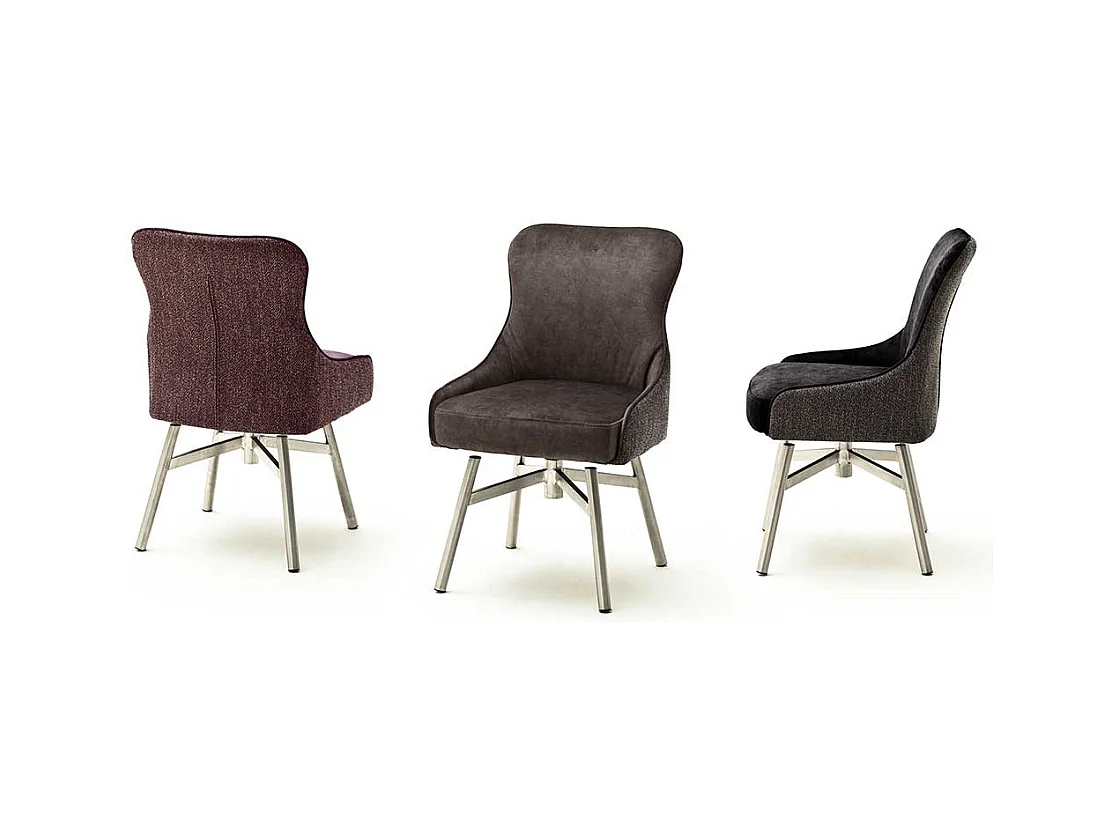 Esszimmer Polsterst�hle in Dunkelrot Stoff Edelstahl (2er Set)