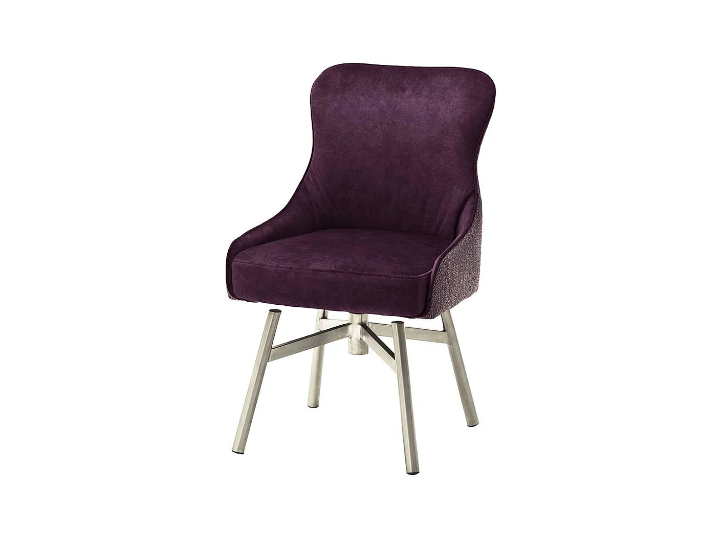 Esszimmer Polsterst�hle in Dunkelrot Stoff Edelstahl (2er Set)