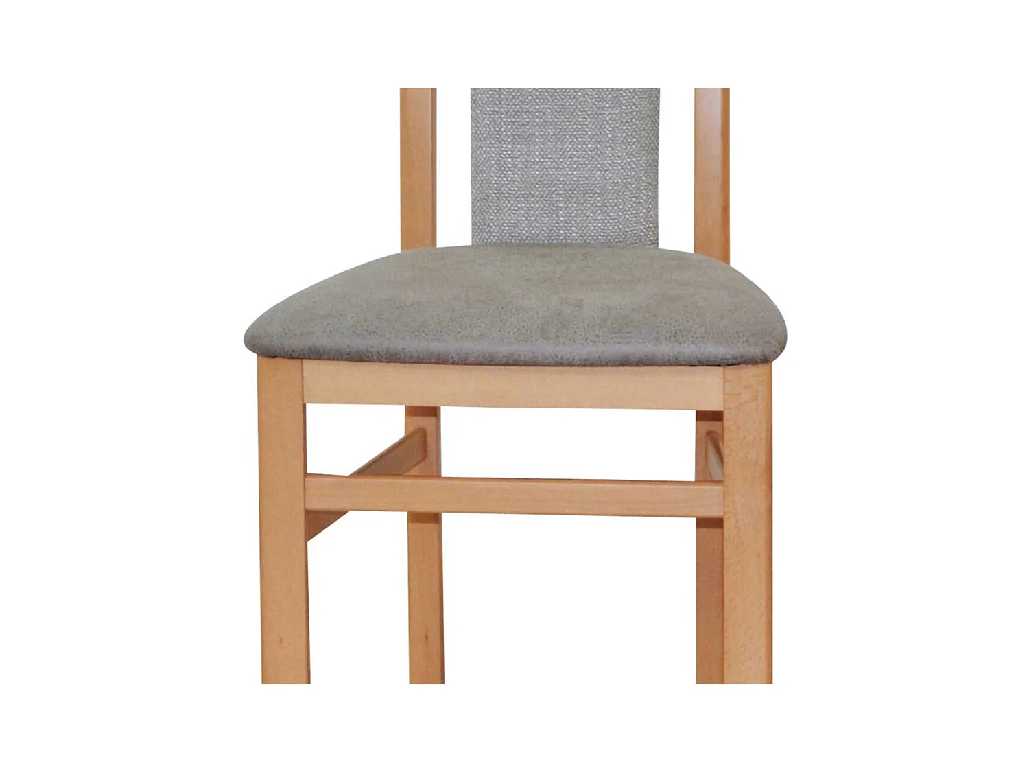 Buche Stühle in Hellgrau Stoff & Kunstleder hoher Lehne (2er Set)