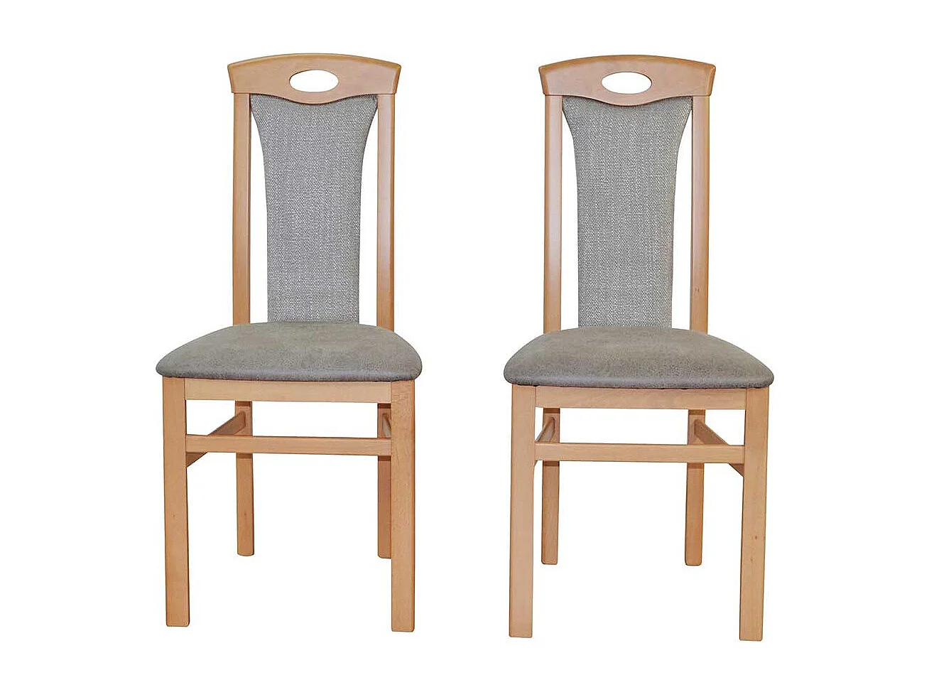 Buche Stühle in Hellgrau Stoff & Kunstleder hoher Lehne (2er Set)