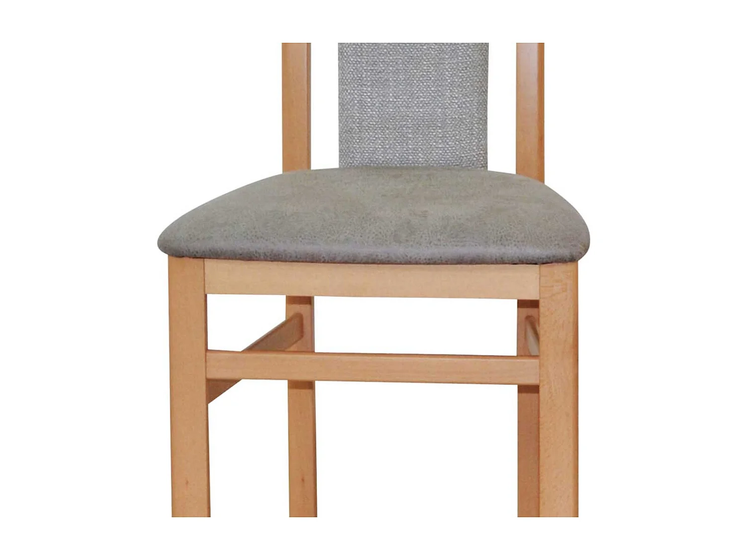 Buche Stühle in Hellgrau Stoff & Kunstleder hoher Lehne (2er Set)