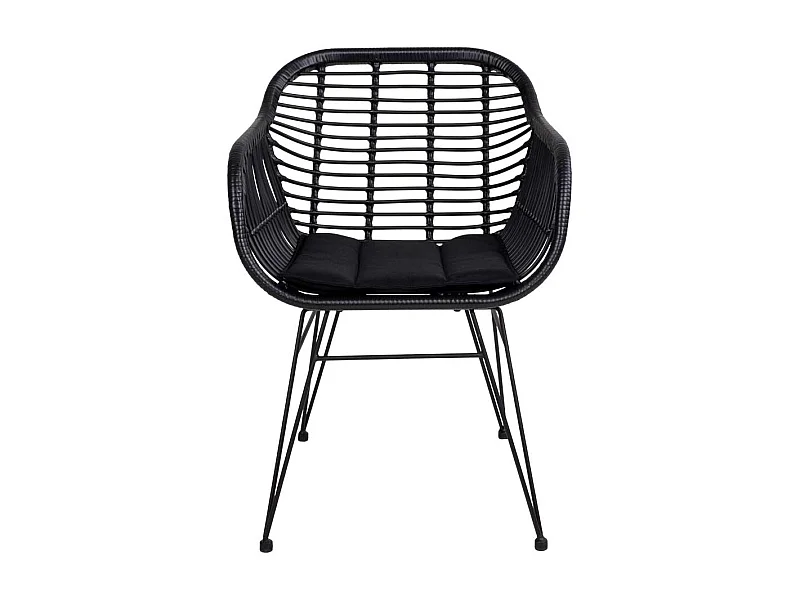 Esszimmerstühle in Schwarz Rattan Polsterauflage (2er Set)